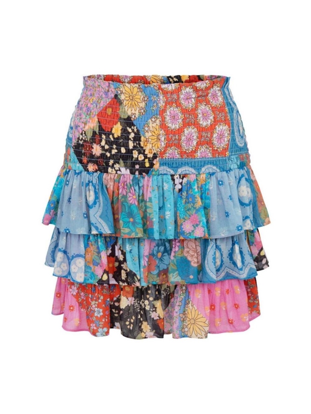 Spell and the Gypsy Cha Cha Mini Skirt Jewel Boho Ruffle Tiered Organic Cotton